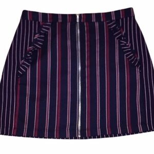 BCBGeneration Navy and Red Striped Mini Skirt